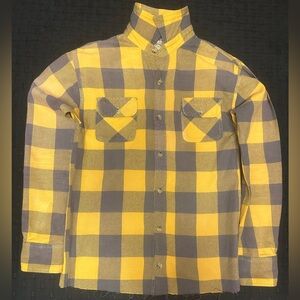 Arizona Jean Company Yellow and Gray Buffalo Plaid Button-Down Shirt
